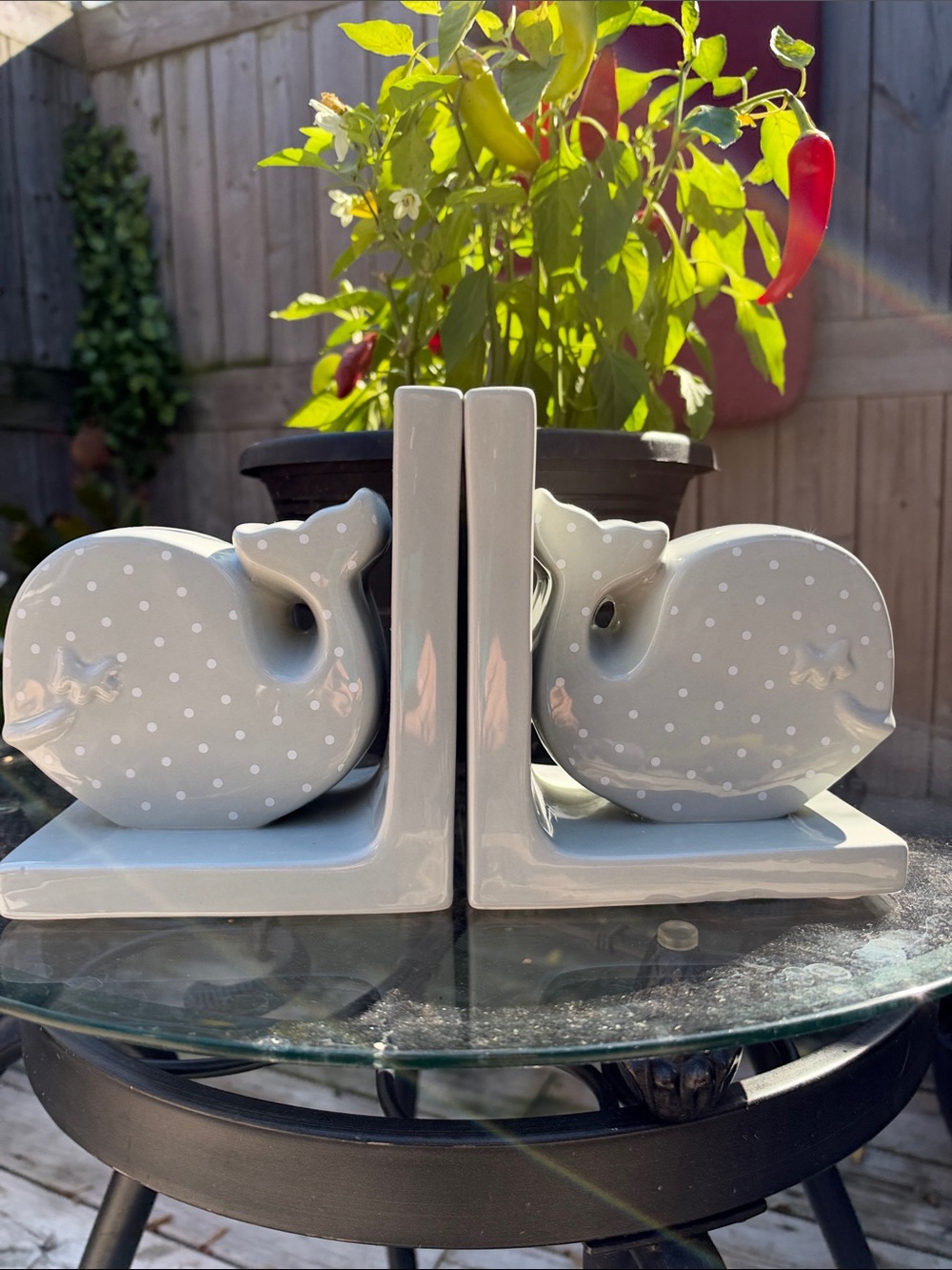 Ceramic Grey Polka Dot Cat Bookends - Home Art